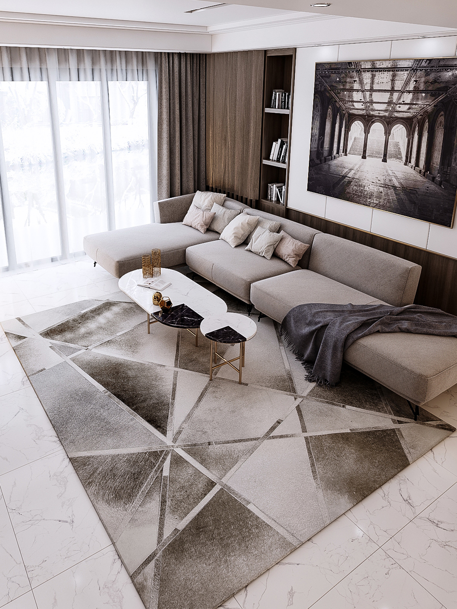 后现代轻奢地毯客厅艺术ins风