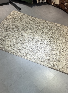 【172】直播秒杀特价242*336cm现货印度进口灰色手工牛皮毯