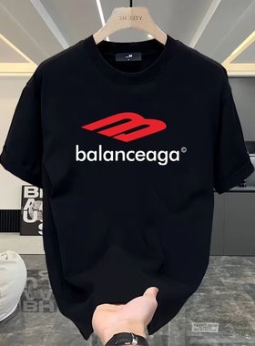 高品质UUS巴黎BLCG潮牌夏季短袖T恤男女同款字母印花半袖宽松体恤