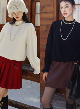 特价DI-SUI迪素欧货2025秋冬新女装21576宽松甜美花边袖口羊毛上