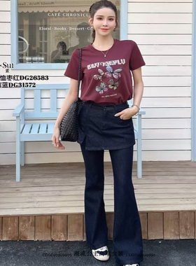 现货正品 DI-SUI迪素2025春季韩版简约显瘦T恤宽松印花26583