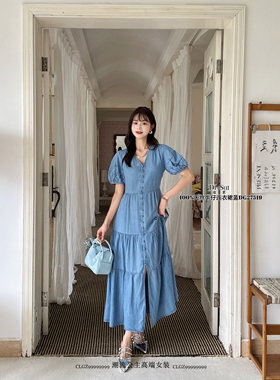 特价DI-SUI迪素女装2025夏季新品27519韩版宽松天丝牛仔连衣裙女