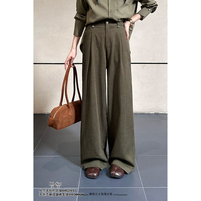 天丝苎麻垂感阔腿百搭长裤
