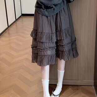 UF欧货巴黎时尚秋冬新品女装优雅仙气中长款甜美蛋糕裙