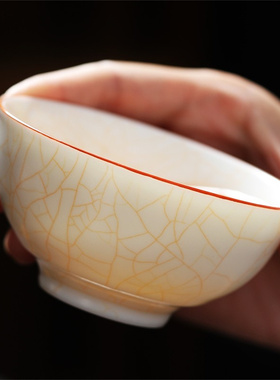 茶杯主人杯个人汝窑茶盏单个男女专用大杯陶瓷羊脂玉喝茶一杯品茗