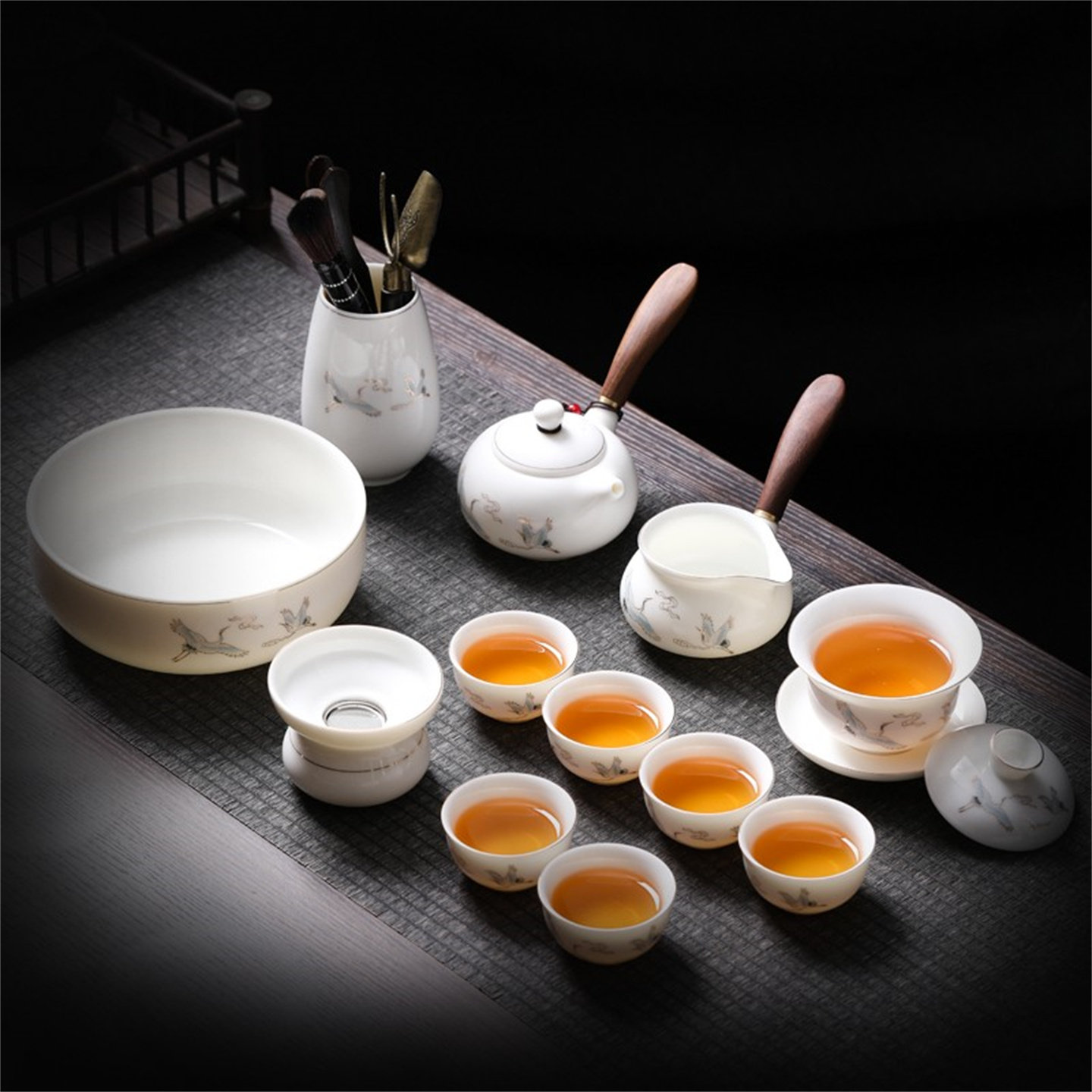 茶具套装2025新款功夫茶杯陶瓷主人家用品大全羊脂玉盖碗高端整套