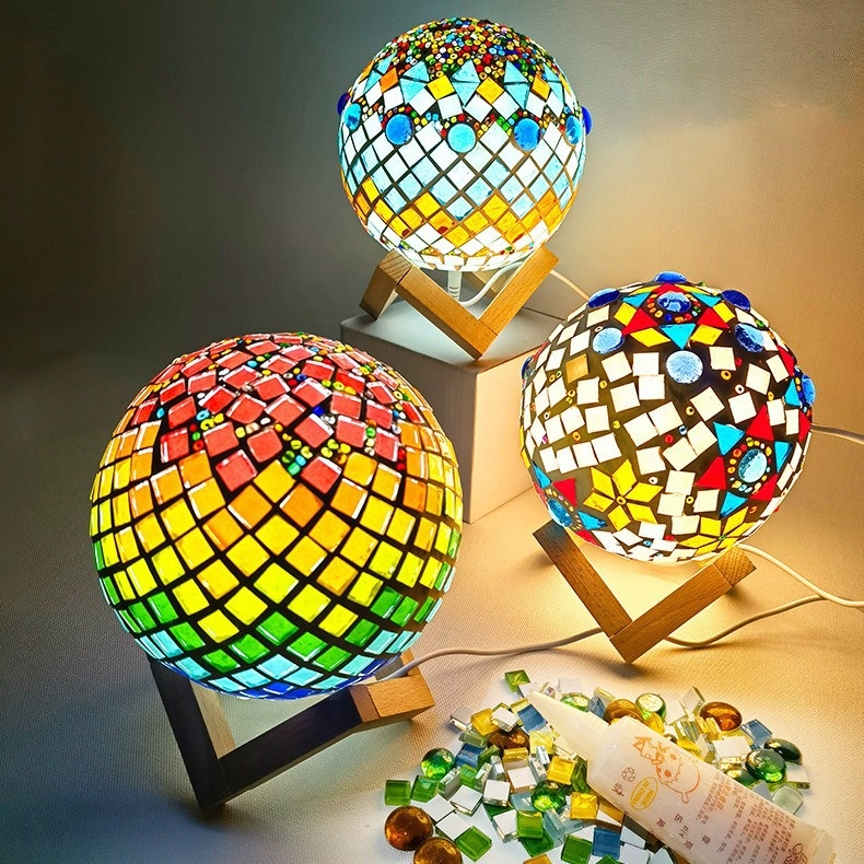 欠揍灯台灯马赛克手工DIY自制材料包感恩节玩具月球灯小夜灯触控