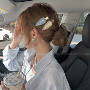 韩系气质爱心侧边夹女高级感前额刘海碎发夹时尚 洋气鸭嘴夹头饰