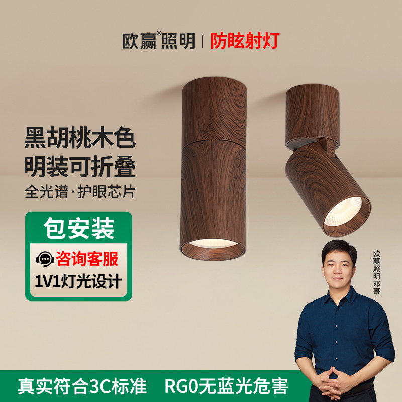 欧赢中古风明装射灯可折叠款