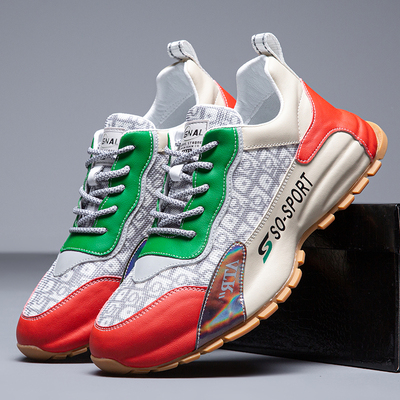 春季透气男士运动休闲鞋潮流包底网面大码男鞋45 46 4748脚宽加肥