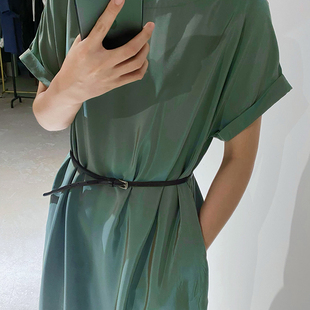 进口色织变色龙面料一字领毛边直筒连衣裙 美 孤品秒杀 不撞衫