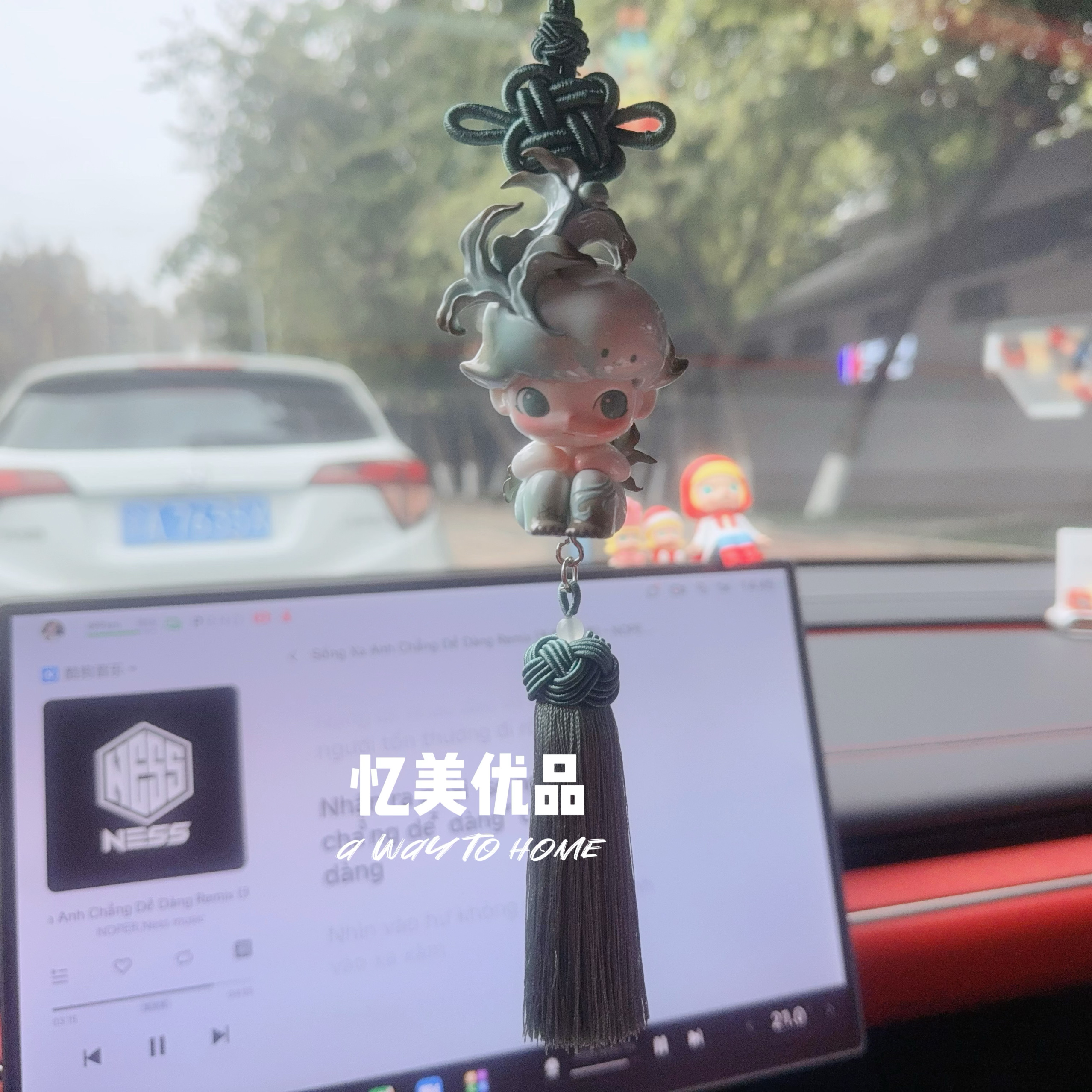 泡泡玛特dimmo一盏风月汽车挂件车载后视镜挂饰车内装饰品国风新