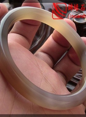 天然巴西无烧原色圆条玛瑙手镯