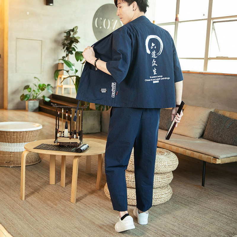 常年款春夏季风日系印花T恤大码宽松上衣套装B370-TZ30P60,男装休闲套装,电商B370-A