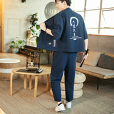 常年款春夏季风日系印花T恤大码宽松上衣套装B370-TZ30P60，男装休闲套装，电商B370-A