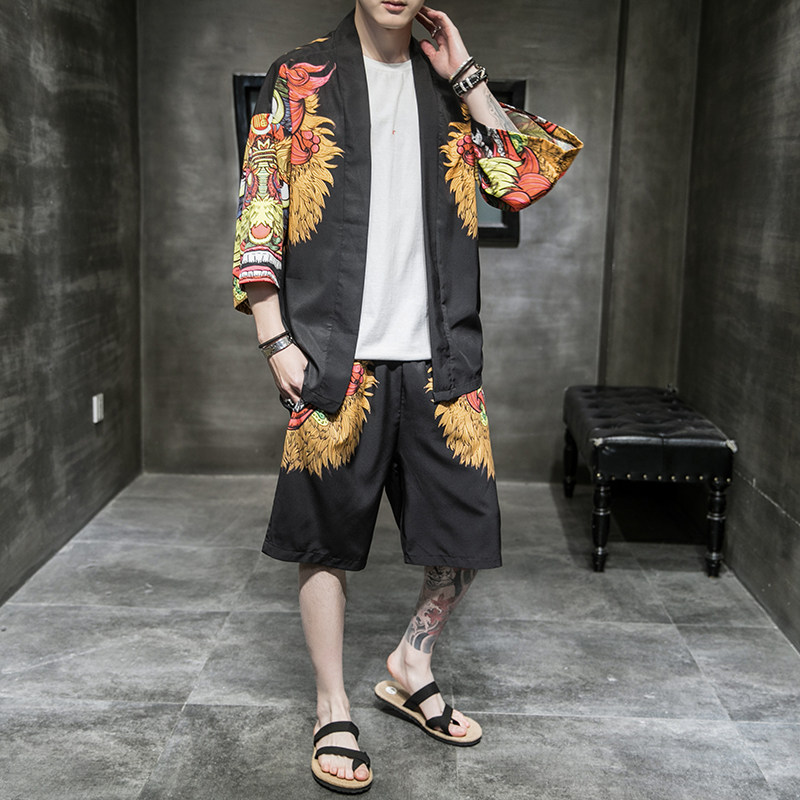 常年款夏季风道袍汉服开衫和服防晒衣套装上衣B370-TZ51-P70,男装防晒衣,电商B370-A