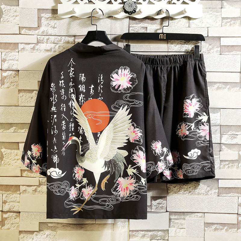 常年款夏季风道袍汉服开衫和服防晒衣套装上衣B370-TZ54-P70,男装防晒衣,电商B370-A