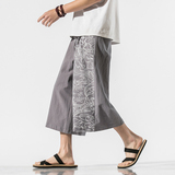 常年款现货春夏款风印花休闲裤八分裤宽松大码B370-K18P45，男装休闲裤，电商B370-A