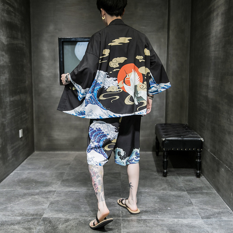 常年款夏季风道袍汉服开衫和服防晒衣套装上衣B370-TZ53-P70，男装防晒衣，电商B370-A