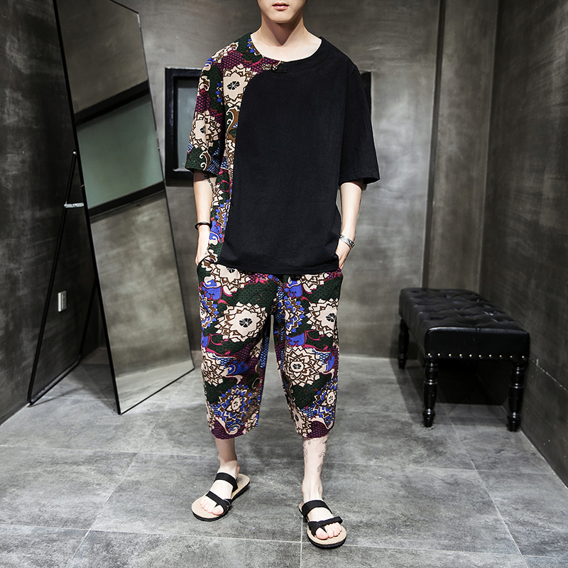 常年款现货春夏季风拼接套装短袖沙滩裤短裤B370-TZ11P60，男装牛仔裤，电商B370-A