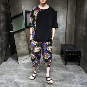 常年款现货春夏季风拼接套装短袖沙滩裤短裤B370-TZ11P60，男装牛仔裤，电商B370-A