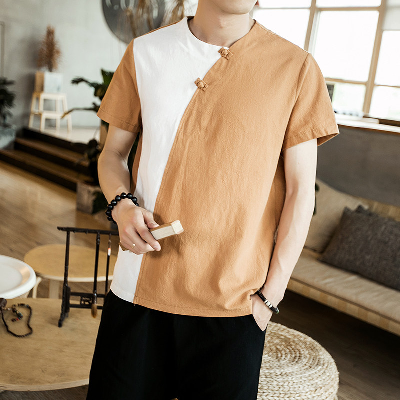 常年款春夏季风拼色宽松上衣短袖T恤B370-WY06P40,男装T恤,电商B370-A