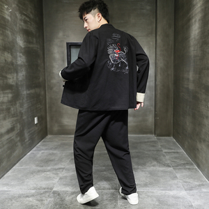 常年款春夏秋风棉麻仙鹤麒麟刺绣大码上衣套装b370-TZ80P70图片