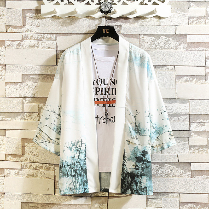 常年款夏季风道袍汉服开衫和服防晒衣套装上衣B370-TZ54-P70,男装防晒衣,电商B370-A