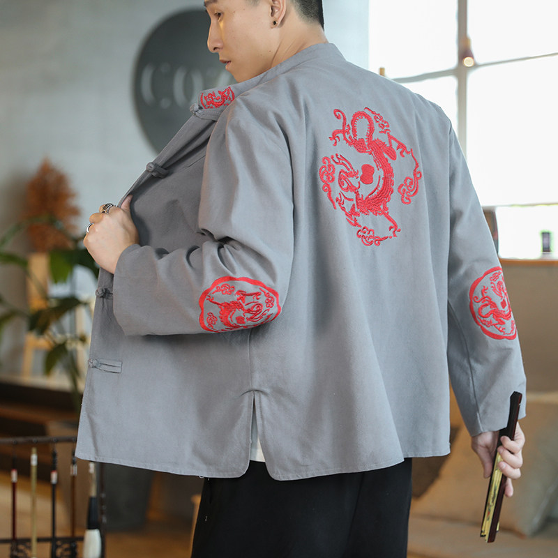 常年款现货春夏风刺绣龙夹克大码上衣外套B370-JK208P60,男装夹克,电商B370-A