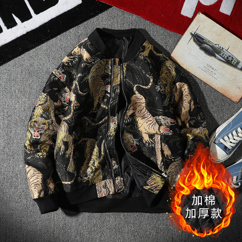 常年款秋冬季日系风刺绣外套大码加绒加厚夹克B370-JK88P130，男装夹克，电商B370-A
