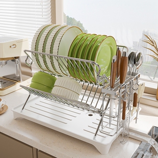 碗碟收纳架沥水碗架厨房置物架201不锈钢碗盘碗筷放碗盘子沥水篮