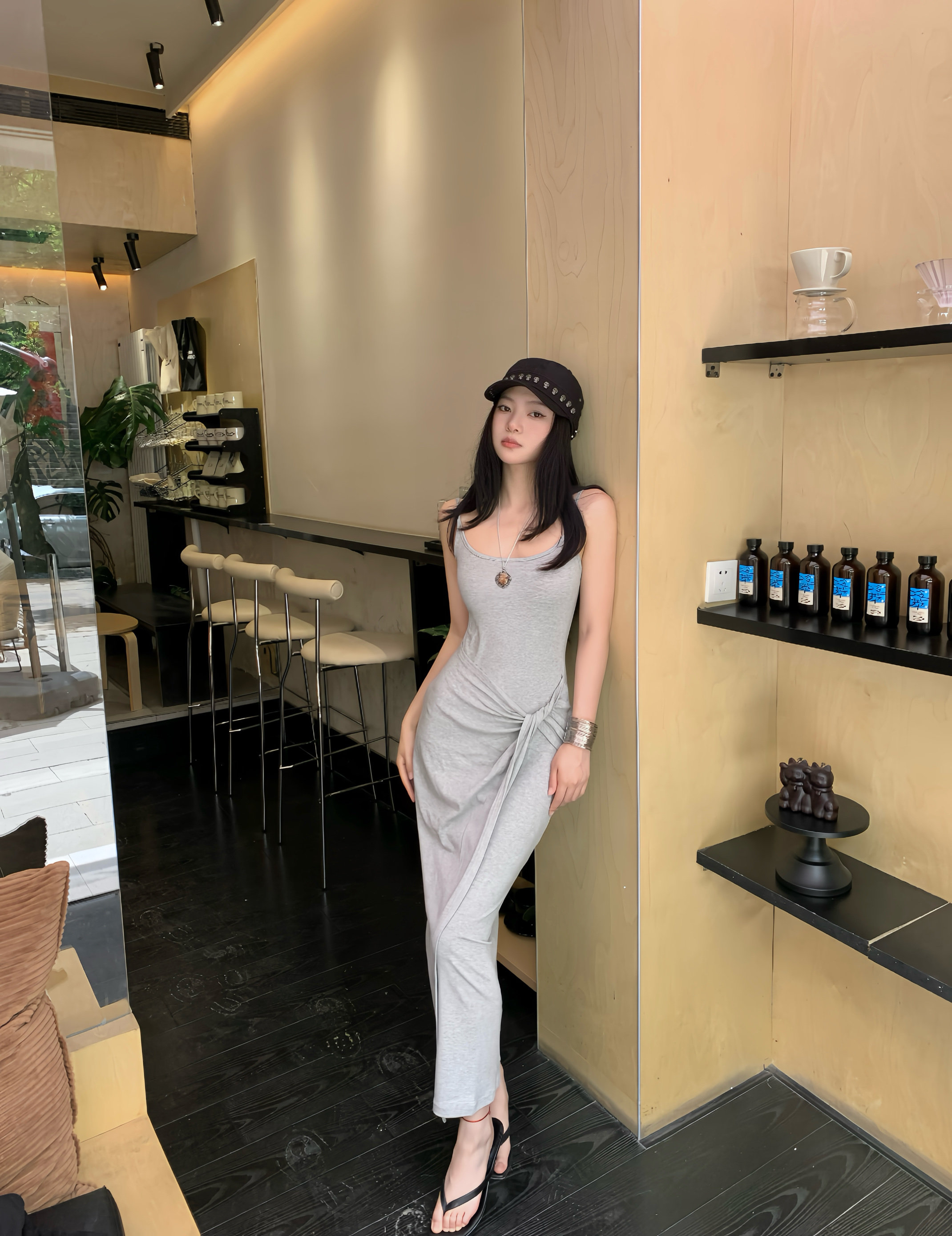 纯欲风辣妹吊带连衣裙女包臀长裙图片