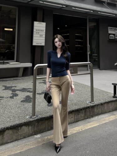 纯欲风高腰显瘦包臀喇叭裤女