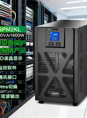 施耐德SPM2KL塔式2000VA/1600W在线式UPS办公机房服务器备用电源
