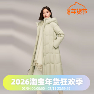 波司登2024冬女长款都市通勤连帽品质直充鹅绒显瘦轻柔羽绒服