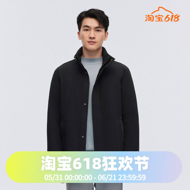 波司登经典商务立领鹅绒可脱卸内胆弹力舒适品质夹克男式羽绒服