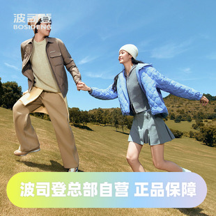 波司登2025款女士宽松休闲菱形绗线连帽短款保暖轻薄羽绒服外套