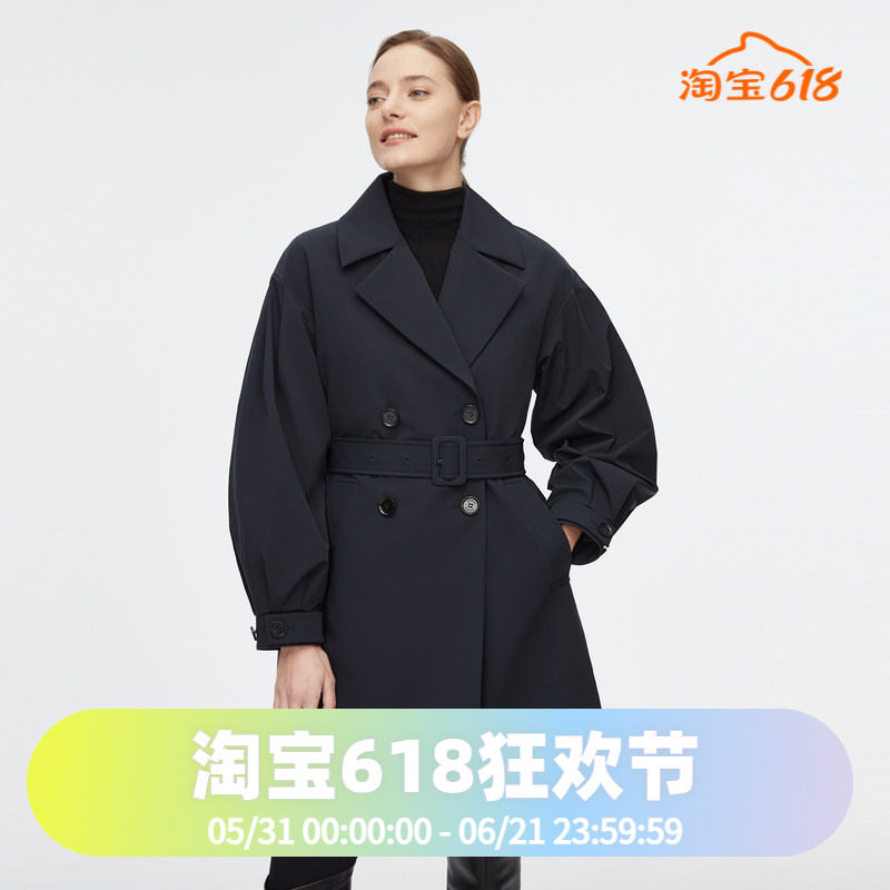 波司登商务鹅绒800蓬内胆脱卸单穿收腰亚洲版女款风衣羽绒服