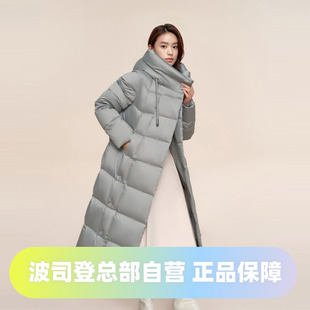 波司登2024冬女长款都市摩登优雅连帽廓形宽松过膝零压羽绒服