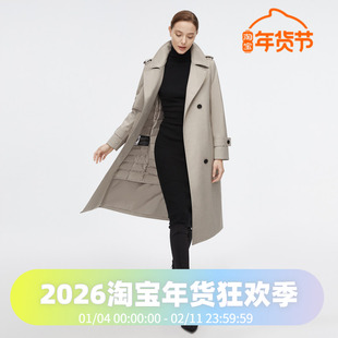 【波司登风衣羽绒服】内胆可拆女士长款气质鹅绒收腰显瘦英伦外套