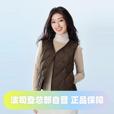 波司登2025秋季新款女短款居家百搭轻薄内搭复古轻暖羽绒马甲