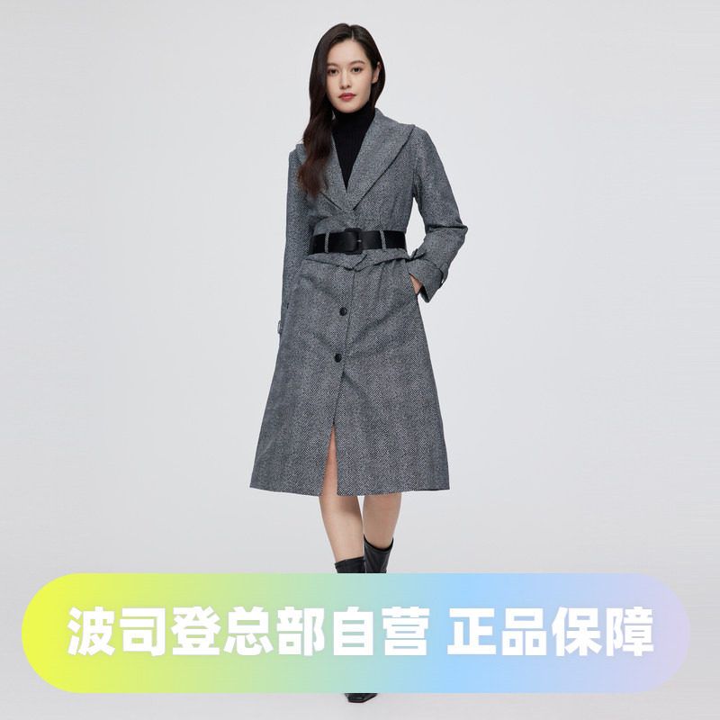 明星同款风衣过膝鹅绒波司登图片