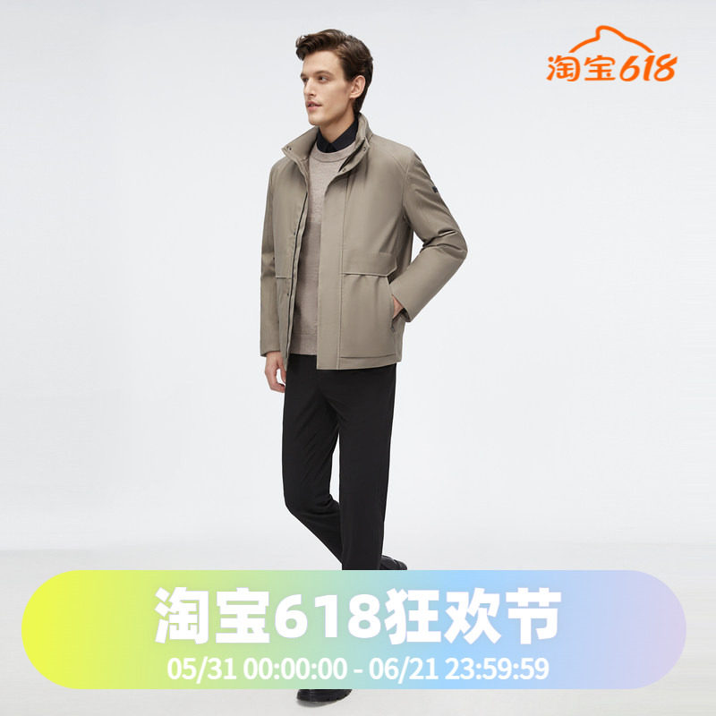 波司登男装短款鹅绒经典商务风衣式简约立领蓄热内里羽绒服