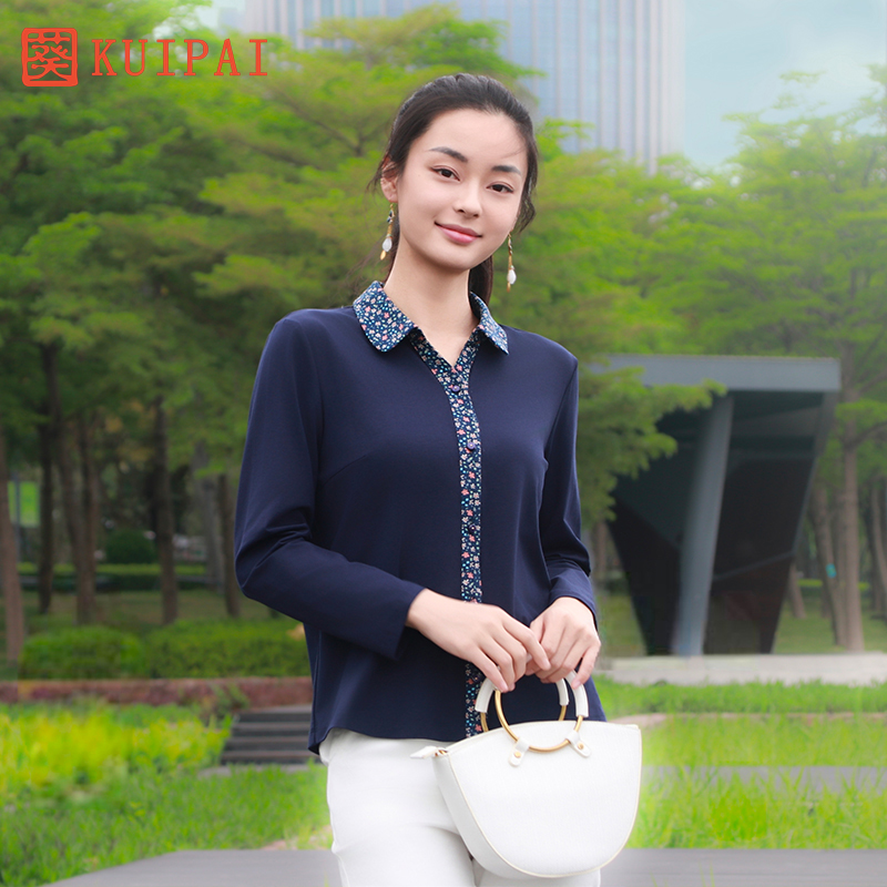葵常规长袖T恤棉质印花妈妈装