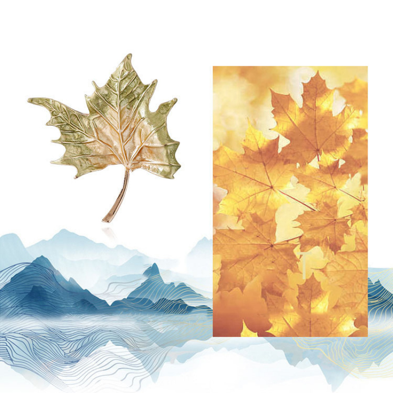 气质秋叶梧桐胸针高档女