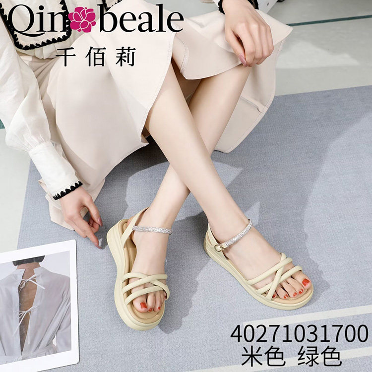 千佰莉凉鞋女厚底2024夏季新款仙女时尚百搭软底防滑40271031700
