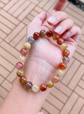 天然彩发晶手链 兔毛发福禄寿手串金发晶红发晶绿发晶手串