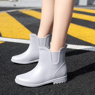 雨鞋女短筒成人韩国时尚防水鞋外穿防滑加绒雨靴女士洗车工作胶鞋