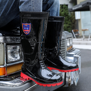 男士高筒雨鞋钓鱼防滑长筒套鞋加绒防水鞋牛筋厚底耐磨雨靴男胶鞋