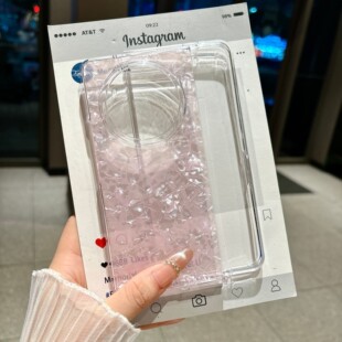 透明亮片适用于荣耀Magic V6手机壳女全包防摔软壳简约时尚保护套超薄现代简约贝壳纹优雅潮流款防震女款粉色